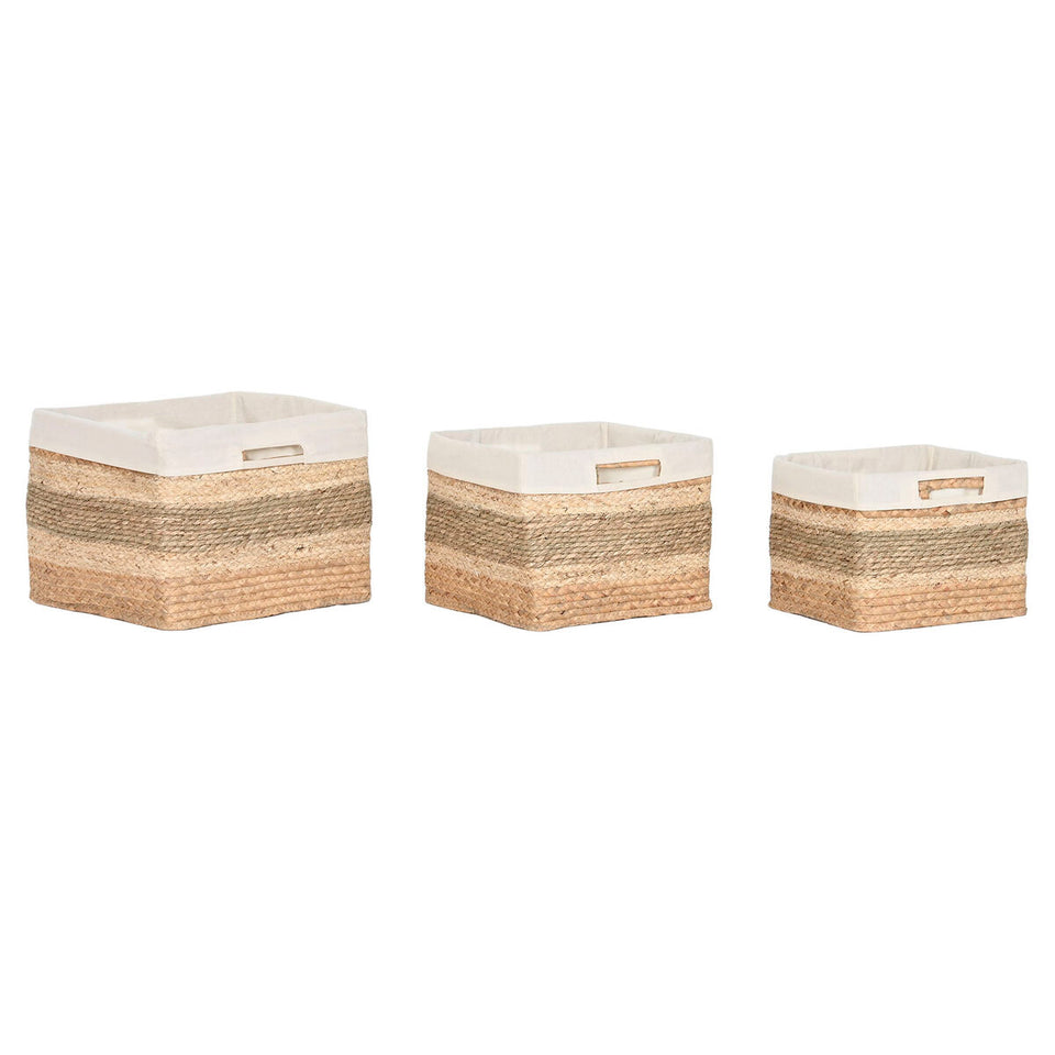 Basket set Home ESPRIT Natural Seagrass Tropical 40 x 33 x 28 cm 3 Pieces-0