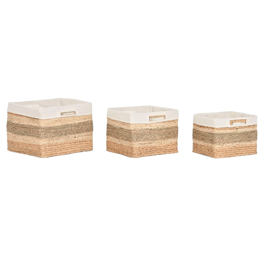 Basket set Home ESPRIT Natural Seagrass Tropical 40 x 33 x 28 cm 3 Pieces-0