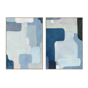 Canvas Home ESPRIT Blue White Sky blue Abstract Urban 100 x 4 x 140 cm (2 Units)-0