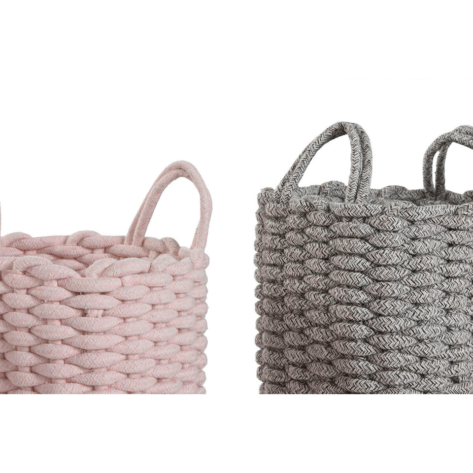 Basket set Home ESPRIT Green Grey Pink Rope 30 x 30 x 43 cm 2 Pieces (3 Units)-3