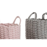 Basket set Home ESPRIT Green Grey Pink Rope 30 x 30 x 43 cm 2 Pieces (3 Units)-3