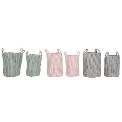 Basket set Home ESPRIT Green Grey Pink Rope 30 x 30 x 43 cm 2 Pieces (3 Units)-0
