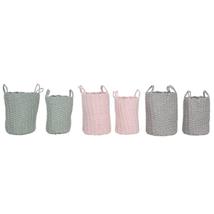 Basket set Home ESPRIT Green Grey Pink Rope 30 x 30 x 43 cm 2 Pieces (3 Units)-0