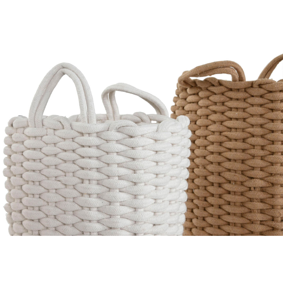 Basket set Home ESPRIT White Beige Rope 30 x 30 x 43 cm 2 Pieces (2 Units)-3
