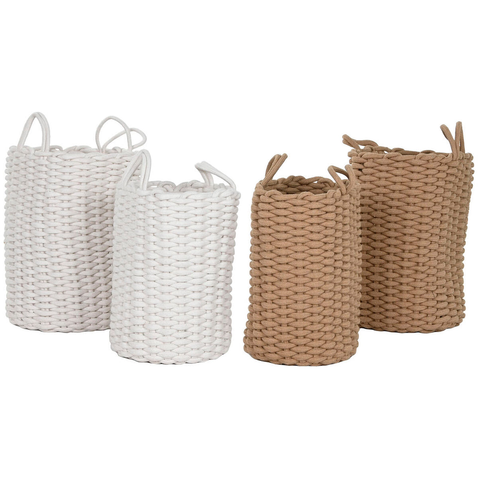 Basket set Home ESPRIT White Beige Rope 30 x 30 x 43 cm 2 Pieces (2 Units)-1
