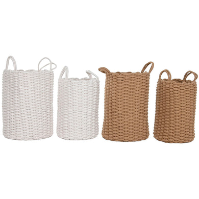 Basket set Home ESPRIT White Beige Rope 30 x 30 x 43 cm 2 Pieces (2 Units)-0