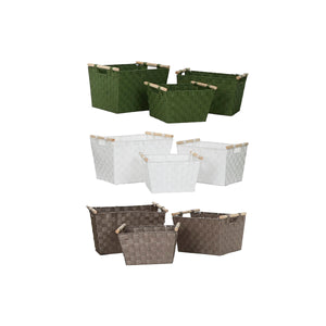 Basket set Home ESPRIT Green Grey Cream Wood polypropylene 43 x 30 x 30 cm 3 Pieces (3 Units)-1