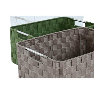 Basket set Home ESPRIT Green Grey Cream Metal polypropylene 44 x 32 x 20 cm (3 Units)-2