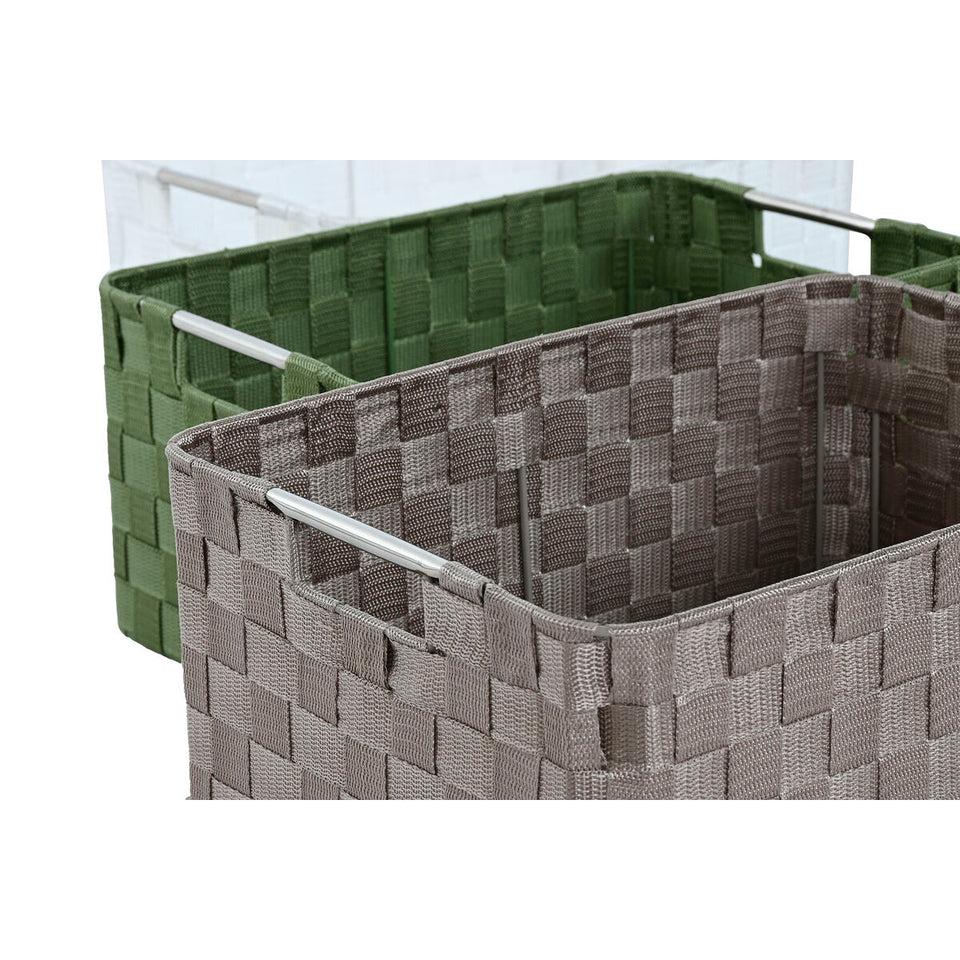 Basket set Home ESPRIT Green Grey Cream Metal polypropylene 44 x 32 x 20 cm (3 Units)-2