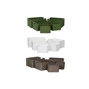 Basket set Home ESPRIT Green Grey Cream Metal polypropylene 44 x 32 x 20 cm (3 Units)-1