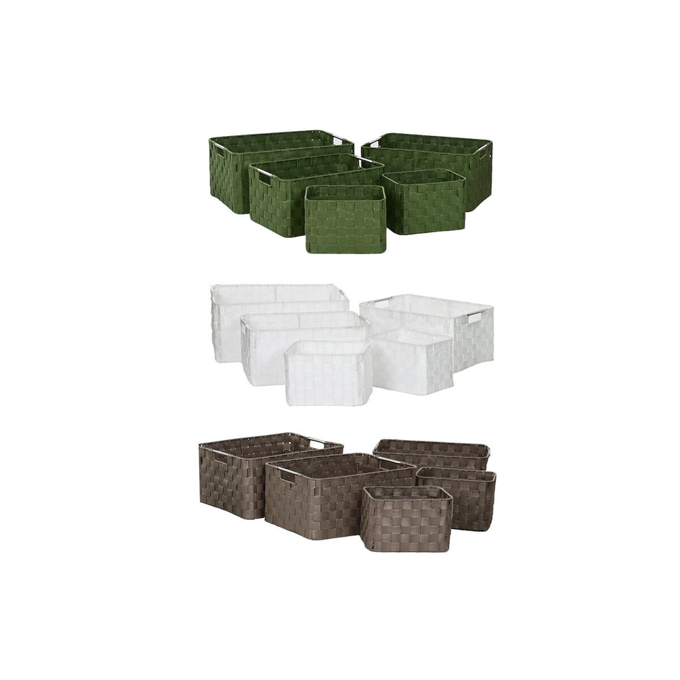Basket set Home ESPRIT Green Grey Cream Metal polypropylene 44 x 32 x 20 cm (3 Units)-1
