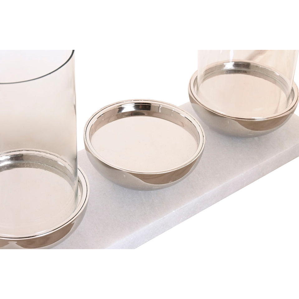 Candleholder Home ESPRIT White Silver Crystal Marble 40 x 13 x 22 cm-3