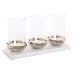 Candleholder Home ESPRIT White Silver Crystal Marble 40 x 13 x 22 cm-0