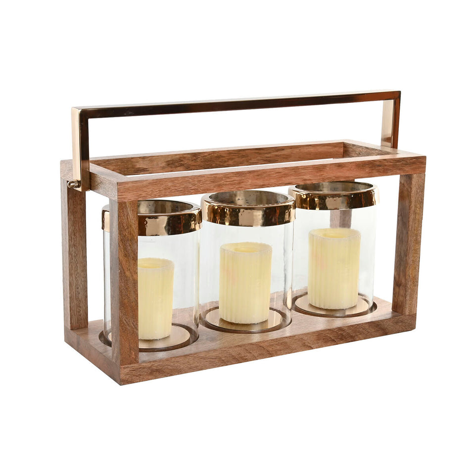 Candleholder Home ESPRIT Brown Steel Mango wood 51 x 19 x 33 cm-1