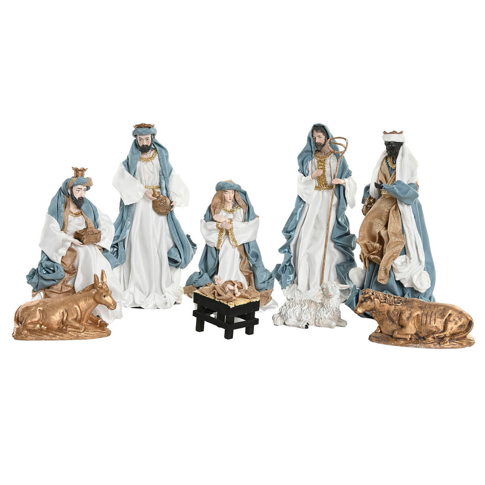 Christmas nativity set Home ESPRIT Blue White 20 x 15 x 30 cm (9 Pieces)-1