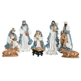 Christmas nativity set Home ESPRIT Blue White 20 x 15 x 30 cm (9 Pieces)-1
