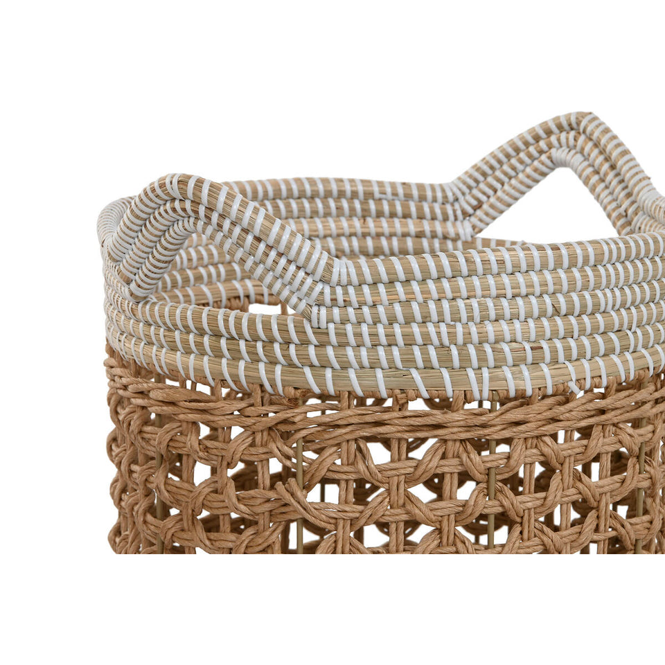 Basket set Home ESPRIT White Natural Paper Seagrass (2 Pieces)-2