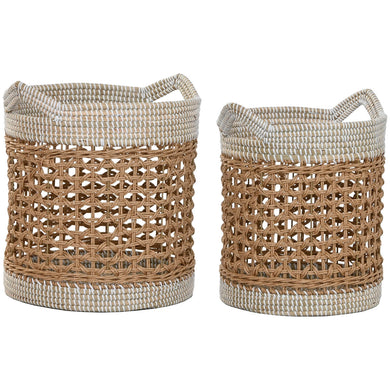 Basket set Home ESPRIT White Natural Paper Seagrass (2 Pieces)-0