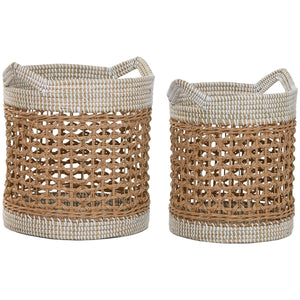 Basket set Home ESPRIT White Natural Paper Seagrass (2 Pieces)-0