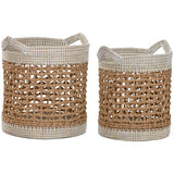 Basket set Home ESPRIT White Natural Paper Seagrass (2 Pieces)-0