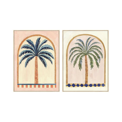 Canvas Home ESPRIT Green Beige Palms Colonial 75 x 4 x 100 cm (2 Units)-0