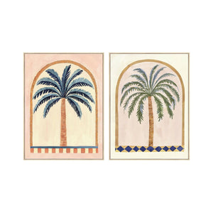 Canvas Home ESPRIT Green Beige Palms Colonial 75 x 4 x 100 cm (2 Units)-0