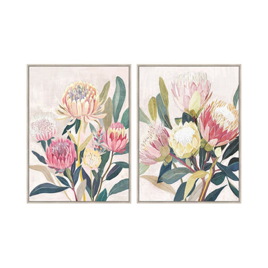 Canvas Home ESPRIT Green Pink Flowers Shabby Chic 75 x 4 x 100 cm (2 Units)-0