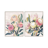 Canvas Home ESPRIT Green Pink Flowers Shabby Chic 75 x 4 x 100 cm (2 Units)-0