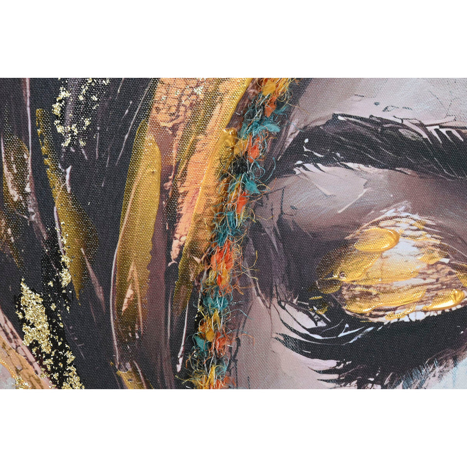 Canvas Home ESPRIT Brown Golden Colonial African Woman 90 x 3 x 120 cm (2 Units)-2