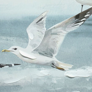 Canvas Home ESPRIT Blue White Mediterranean Seagull 140 x 3,7 x 70 cm (2 Units)-5