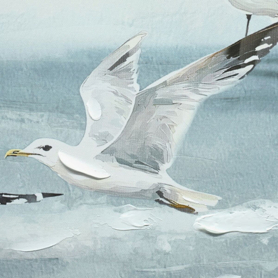Canvas Home ESPRIT Blue White Mediterranean Seagull 140 x 3,7 x 70 cm (2 Units)-5