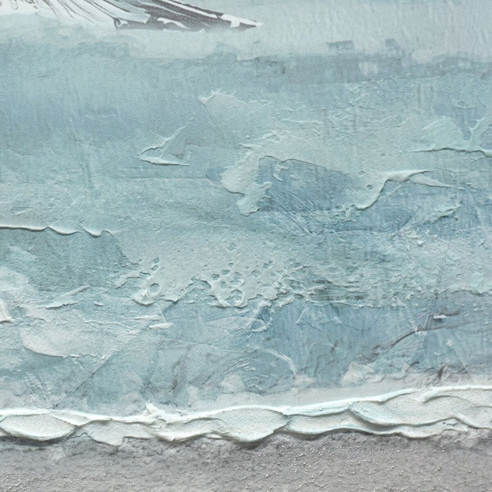 Canvas Home ESPRIT Blue White Mediterranean Seagull 140 x 3,7 x 70 cm (2 Units)-4