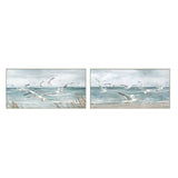 Canvas Home ESPRIT Blue White Mediterranean Seagull 140 x 3,7 x 70 cm (2 Units)-0