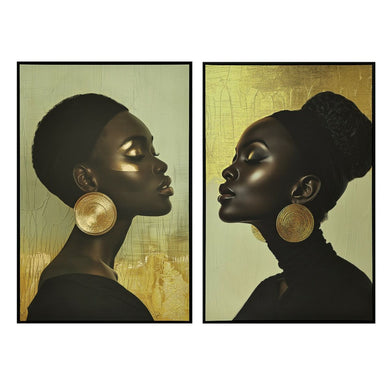 Canvas Home ESPRIT Black Golden 83 x 4 x 123 cm (2 Units)-0