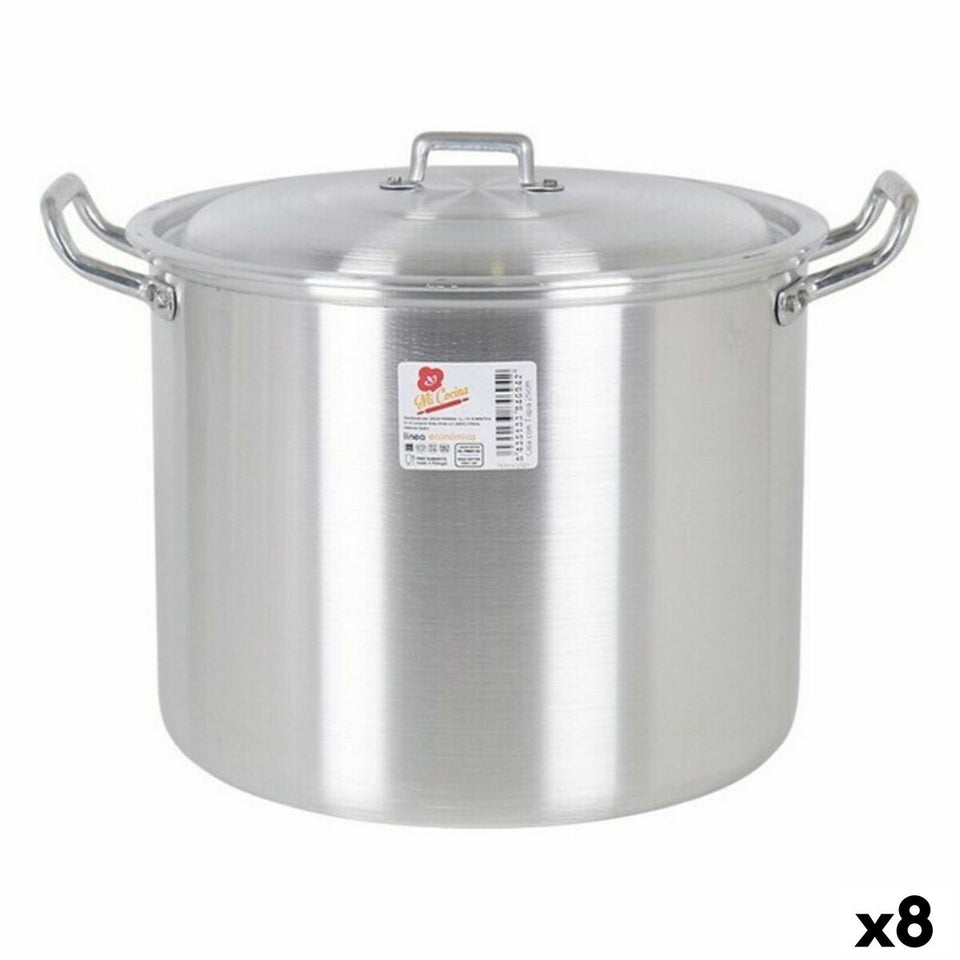 Casserole with Lid 39693 Ø 22 cm Silver 6 L Aluminium 29 x 23 x 20 cm-0
