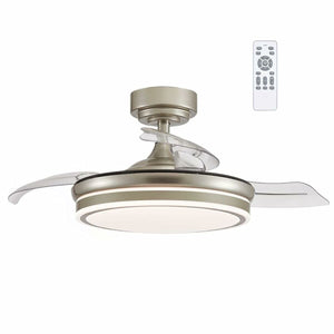 Ceiling Fan CristalRecord Transparent Metal Ø 92 cm-5
