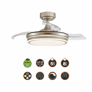 Ceiling Fan CristalRecord Transparent Metal Ø 92 cm-4