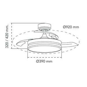 Ceiling Fan CristalRecord Transparent Metal Ø 92 cm-6
