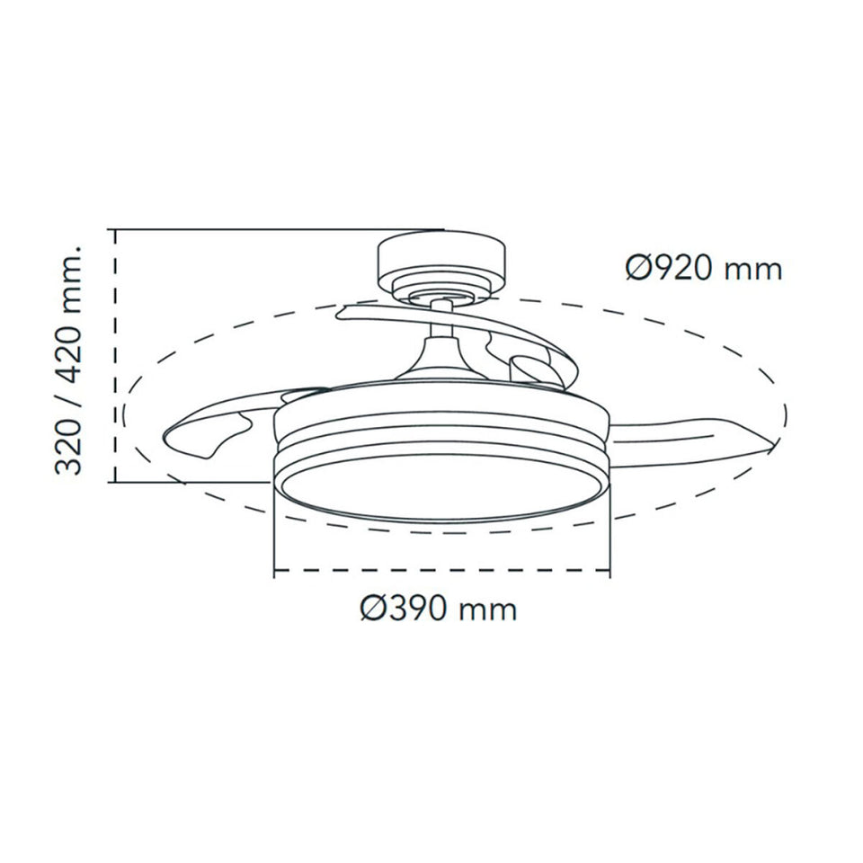 Ceiling Fan CristalRecord Transparent Metal Ø 92 cm-6