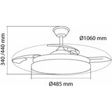 Ceiling Fan CristalRecord White 72 W (3000 K) (4000 K)-2