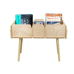 Vinyl box with legs and 3 compartments in wood-0