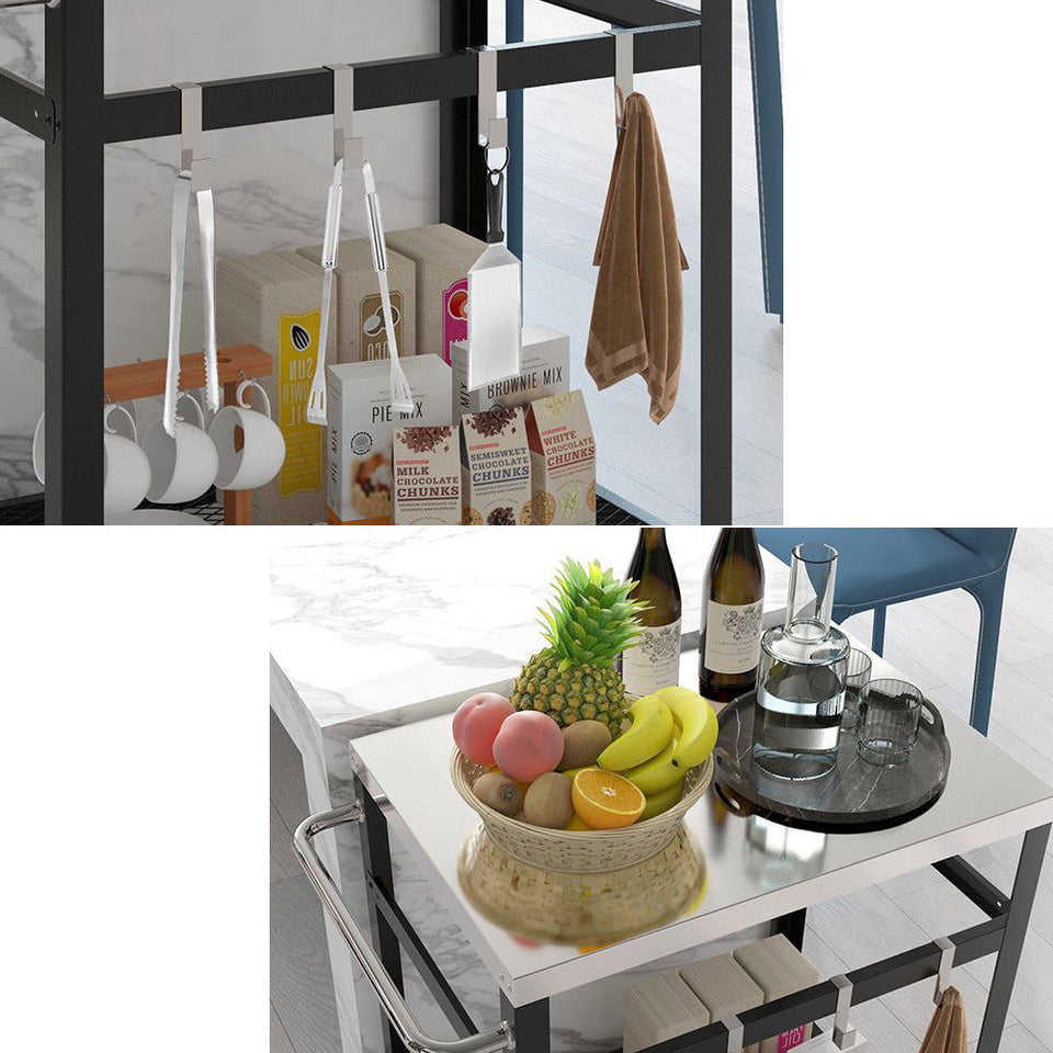 2 szintes rozsdamentes acél grillkocsi-3