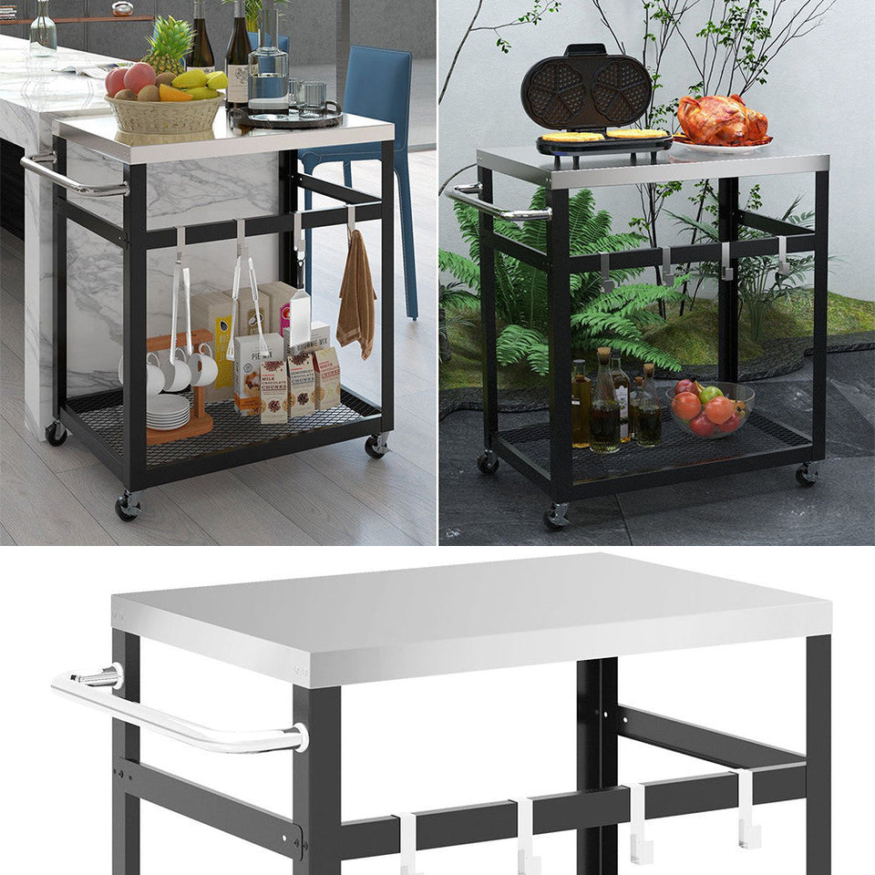 2 szintes rozsdamentes acél grillkocsi-4