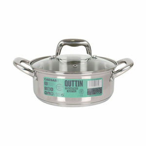 Casserole with glass lid Quttin Caesar Steel ø 20 x 8 cm (6 Units)-1