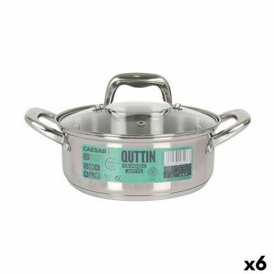 Casserole with glass lid Quttin Caesar Steel ø 20 x 8 cm (6 Units)-0