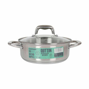 Casserole with glass lid Quttin Caesar Steel ø 22 x 8 cm (6 Units)-1