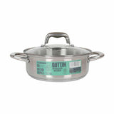 Casserole with glass lid Quttin Caesar Steel ø 22 x 8 cm (6 Units)-1