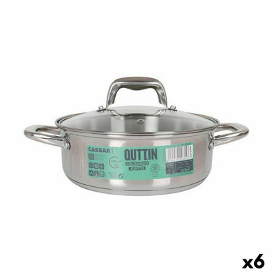 Casserole with glass lid Quttin Caesar Steel ø 22 x 8 cm (6 Units)-0