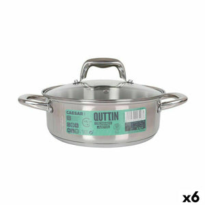 Casserole with glass lid Quttin Caesar Steel ø 22 x 8 cm (6 Units)-0