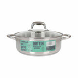 Casserole with glass lid Quttin Caesar Steel Ø 26 x 9 cm (4 Units)-1